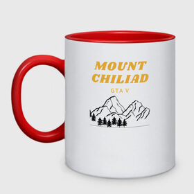 Кружка двухцветная с принтом MOUNT CHILIAD GTA V в Ухте, керамика | объем — 330 мл, диаметр — 80 мм. Цветная ручка и кайма сверху, в некоторых цветах — вся внутренняя часть | Тематика изображения на принте: 4 | 5 | five | games | grand theft auto | gta | gta v | los santos | online | rockstar | san andreas | великое авто воровство | гта | гташка | игры | логотип | лос сантос | майкл | мафия | ограбление | онлайн | пеф | рокстар | самп | сан андреас 