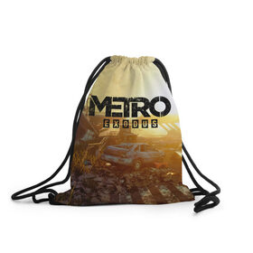 Рюкзак-мешок 3D с принтом Metro Exodus в Ухте, 100% полиэстер | плотность ткани — 200 г/м2, размер — 35 х 45 см; лямки — толстые шнурки, застежка на шнуровке, без карманов и подкладки | 2033 | exodus | metro | metro 2033 | metro exodus | stalker | апокалипсис | диггер | дигеры | метро | разрушка | эпидемия