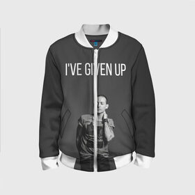 Детский бомбер 3D с принтом Given Up в Ухте, 100% полиэстер | застегивается на молнию, по бокам два кармана без застежек, мягкие манжеты, по низу бомбера и на воротнике — эластичная резинка | bennington | chester | linkin park | rock | беннингтон | линкин парк | рок | честер