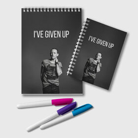 Блокнот с принтом Given Up в Ухте, 100% бумага | 48 листов, плотность листов — 60 г/м2, плотность картонной обложки — 250 г/м2. Листы скреплены удобной пружинной спиралью. Цвет линий — светло-серый
 | Тематика изображения на принте: bennington | chester | linkin park | rock | беннингтон | линкин парк | рок | честер