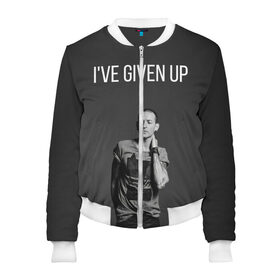 Женский бомбер 3D с принтом Given Up в Ухте, 100% полиэстер | застегивается на молнию, по бокам два кармана без застежек, мягкие манжеты, по низу бомбера и на воротнике — эластичная резинка | bennington | chester | linkin park | rock | беннингтон | линкин парк | рок | честер