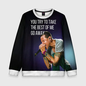 Детский свитшот 3D с принтом GO AWAY в Ухте, 100% полиэстер | свободная посадка, прямой крой, мягкая тканевая резинка на рукавах и понизу свитшота | bennington | chester | linkin park | rock | беннингтон | линкин парк | рок | честер