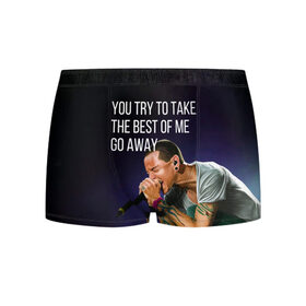 Мужские трусы 3D с принтом GO AWAY в Ухте, 50% хлопок, 50% полиэстер | классическая посадка, на поясе мягкая тканевая резинка | Тематика изображения на принте: bennington | chester | linkin park | rock | беннингтон | линкин парк | рок | честер