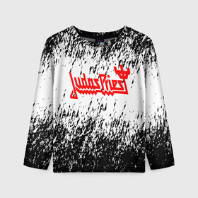 Детский лонгслив 3D с принтом Judas Priest: в Ухте, 100% полиэстер | длинные рукава, круглый вырез горловины, полуприлегающий силуэт
 | 50 летие группы | jesus christ | judas priest | бог металла | джудас | джудас прист | музыка | прист | рок н рол | хэви метал