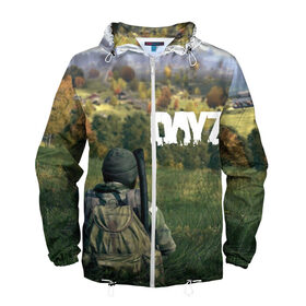 Мужская ветровка 3D с принтом DayZ в Ухте, 100% полиэстер | подол и капюшон оформлены резинкой с фиксаторами, два кармана без застежек по бокам, один потайной карман на груди | Тематика изображения на принте: dayz | game | survival | выживание | игра