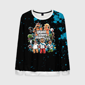 Мужской свитшот 3D с принтом Grand Theft Mario V в Ухте, 100% полиэстер с мягким внутренним слоем | круглый вырез горловины, мягкая резинка на манжетах и поясе, свободная посадка по фигуре | 4 | 5 | five | games | grand theft auto | gta | gta v | los santos | online | rockstar | san andreas | великое авто воровство | гта | гташка | игры | логотип | лос сантос | майкл | мафия | ограбление | онлайн | пеф | рокстар | самп | сан андреас 