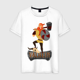 Мужская футболка хлопок с принтом Valheim в Ухте, 100% хлопок | прямой крой, круглый вырез горловины, длина до линии бедер, слегка спущенное плечо. | fantasy | mmo | valheim | valve | валхейм | вальхейм | викинги | выживалка | игра | королевская битва | ммо | ролевая игра | фэнтази