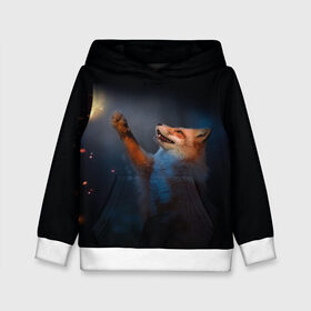 Детская толстовка 3D с принтом Лиса и огонек в Ухте, 100% полиэстер | двухслойный капюшон со шнурком для регулировки, мягкие манжеты на рукавах и по низу толстовки, спереди карман-кенгуру с мягким внутренним слоем | fox | foxy | животное | звери | лиса | лисенок | лисичка | милая | рыжая | фокс