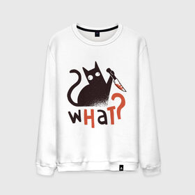 Мужской свитшот хлопок с принтом ЧТО? в Ухте, 100% хлопок |  | art | black cat | cat | inscription | knife | арт | кот | котик | надпись | нож | ножик | черный кот
