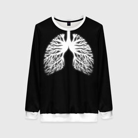 Женский свитшот 3D с принтом Легкие из корней дерева в Ухте, 100% полиэстер с мягким внутренним слоем | круглый вырез горловины, мягкая резинка на манжетах и поясе, свободная посадка по фигуре | breath | coronavirus | covid | lungs | mri | nature | organ | rib cage | roots | tree | грудная клетка | дерево | дыхание | ковид | корни | коронавирус | легкие | мрт | орган | природа