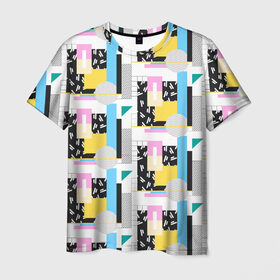 Мужская футболка 3D с принтом Memphis style geometry в Ухте, 100% полиэфир | прямой крой, круглый вырез горловины, длина до линии бедер | абстракция | арт | геометрия | рисунок | текстура | хипстер