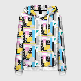 Мужская толстовка 3D на молнии с принтом Memphis style geometry в Ухте, 100% полиэстер | длина до линии бедра, манжеты и пояс оформлены мягкой тканевой резинкой, двухслойный капюшон со шнурком для регулировки, спереди молния, по бокам два кармана | абстракция | арт | геометрия | рисунок | текстура | хипстер