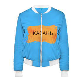 Женский бомбер 3D с принтом Казагь в Ухте, 100% полиэстер | застегивается на молнию, по бокам два кармана без застежек, мягкие манжеты, по низу бомбера и на воротнике — эластичная резинка | города россии | казань | регионы россии | татарстан | тёмный фон
