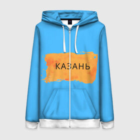 Женская толстовка 3D на молнии с принтом Казагь в Ухте, 100% полиэстер | длина до линии бедра, манжеты и пояс оформлены мягкой тканевой резинкой, двухслойный капюшон со шнурком для регулировки, спереди молния, по бокам два кармана | города россии | казань | регионы россии | татарстан | тёмный фон