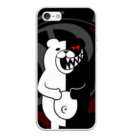 Чехол для iPhone 5/5S матовый MONOKUMA | МОНОКУМА | DANGANRO: в Ухте, Силикон | Область печати: задняя сторона чехла, без боковых панелей | anime | bear | black  white | danganronpa | kurokuma | monodam | monokuma | monomi | monotaro | rabbit | school | shirokuma | аниме | главарь | мoноми | монокума | черно белый | школа