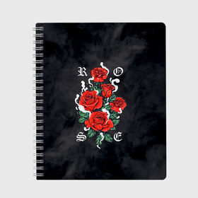 Тетрадь с принтом РОЗЫ | ROSES SMOKE в Ухте, 100% бумага | 48 листов, плотность листов — 60 г/м2, плотность картонной обложки — 250 г/м2. Листы скреплены сбоку удобной пружинной спиралью. Уголки страниц и обложки скругленные. Цвет линий — светло-серый
 | chery | flowers | japan | roses | sakura | вишня | растения | розы | ромашка | сакура | тюльпаны | цветы | цветы сакуры | япония