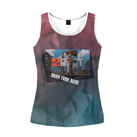 Женская майка 3D с принтом RUST | ROAM FARM RAID | РАСТ в Ухте, 100% полиэстер | круглая горловина, прямой силуэт, длина до линии бедра | farm | mp5 | raid | roam | rust | steam | игра | космо | космодром | космонавт | космонафт | мп5 | оружие | ракета | раст | рейд | рейдер | роум | роумер | стим | фарм | фармила | флаг
