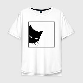 Мужская футболка хлопок Oversize с принтом BLACK CAT | ЧЕРНАЯ КОШКА в Ухте, 100% хлопок | свободный крой, круглый ворот, “спинка” длиннее передней части | Тематика изображения на принте: black | cat | cats | creative | hunter | minimalism | night | кот | коте | котенок | котэ | кошка | креатив | креативная | минимализм | надпись | ночь | охотник | текст | черная | черный