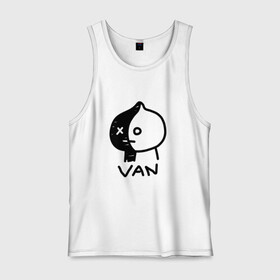 Мужская майка хлопок с принтом VAN | ВАН в Ухте, 100% хлопок |  | army | bangtan boys | bt21 | bts | bts stickers | chimmy | cooky | k pop | koya | mang | monster | rap monster | rapmon | rj | rm | shooky | tata | van | бтс | ви | джей хоуп | джонгук | кейпоп | реп монстр | стикеры bts | сюга | чимин | чин