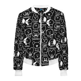 Женский бомбер 3D с принтом BTS | BT21 в Ухте, 100% полиэстер | застегивается на молнию, по бокам два кармана без застежек, мягкие манжеты, по низу бомбера и на воротнике — эластичная резинка | army | bangtan boys | bt21 | bts | bts stickers | chimmy | cooky | k pop | koya | mang | monster | rap monster | rapmon | rj | rm | shooky | tata | van | бтс | ви | джей хоуп | джонгук | кейпоп | реп монстр | стикеры bts | сюга | чимин | чин