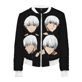 Женский бомбер 3D TOKYO GHOUL: в Ухте, 100% полиэстер | застегивается на молнию, по бокам два кармана без застежек, мягкие манжеты, по низу бомбера и на воротнике — эластичная резинка | anime | face | manga | tokyo ghoul | аниме | белые волосы | взгляд | мультсериал | токийский гуль