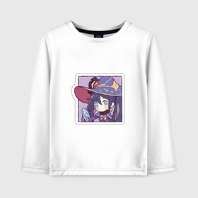 Детский лонгслив хлопок с принтом Мона в Ухте, 100% хлопок | круглый вырез горловины, полуприлегающий силуэт, длина до линии бедер | арт | астролог | ведьма | ведьмочка | гороскоп | милая девочка | мона | рисунок | чиби | чиби персонаж