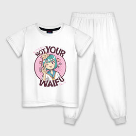 Детская пижама хлопок с принтом Anime Not Your Waifu в Ухте, 100% хлопок |  брюки и футболка прямого кроя, без карманов, на брюках мягкая резинка на поясе и по низу штанин
 | art | japan | japanimation | kanji | kawaii | manga | анимешник | анимешника | арт | в стиле аниме | вайфу | иероглифы | кавайи | кавайная | кандзи | кот | котенок | котята | кошка | манга | не твоя | рисунок | символы | япони