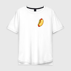 Мужская футболка хлопок Oversize с принтом Hot dog в Ухте, 100% хлопок | свободный крой, круглый ворот, “спинка” длиннее передней части | hot dog | еда | лето 2021 | стиль | тренд | хот дог