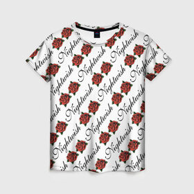 Женская футболка 3D с принтом Nightwish Roses / Найтвиш (Z) в Ухте, 100% полиэфир ( синтетическое хлопкоподобное полотно) | прямой крой, круглый вырез горловины, длина до линии бедер | music | nightwish | nuclear blast | rock | spinefarm | лого | музыка | найтвиш | рок | симфоник метал | тарья турунен | флор янсен