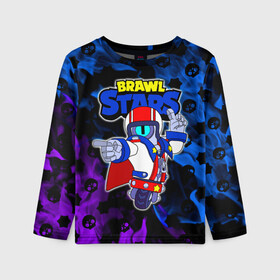 Детский лонгслив 3D с принтом Brawl Stars/Superstar Stu в Ухте, 100% полиэстер | длинные рукава, круглый вырез горловины, полуприлегающий силуэт
 | brawl stars | crow | leon | leon shark | lou | sandy | spike | sprout | stu | superstar stu | surge | барли | боец | бравл старс | бравлер | детские игры | дэррил | леон | логотипы игр | лу | пэм | рико | робот | сенди | спайк | спраут | сту | стью
