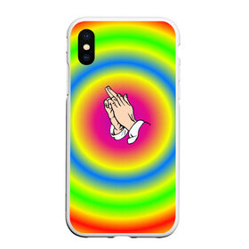 Чехол для iPhone XS Max матовый с принтом bright print в Ухте, Силикон | Область печати: задняя сторона чехла, без боковых панелей | bright | молитва | радуга | руки | хиппи