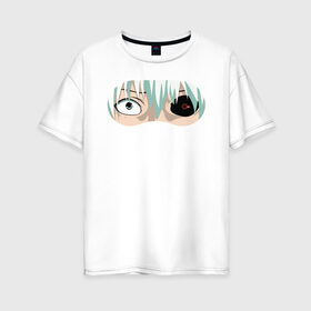 Женская футболка хлопок Oversize Токийский гуль взгляд: в Ухте, 100% хлопок | свободный крой, круглый ворот, спущенный рукав, длина до линии бедер
 | anime | kaneki ken | tokyo ghoul | tokyo ghoul: re | аниме | анимэ | гули | джузо сузуя | канеки кен | кузен йошимура | наки | нишики нишио | ре | ренджи йомо | ризе камиширо | токийский гуль | тоука киришима | ута