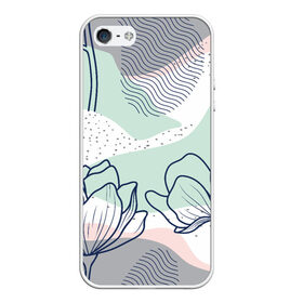 Чехол для iPhone 5/5S матовый с принтом Цветы в Ухте, Силикон | Область печати: задняя сторона чехла, без боковых панелей | flowers | герберы | контур | легкие | лилии | мягкие | роза | ромашка | тренд | цветы