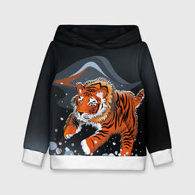 Детская толстовка 3D с принтом АМУРСКИЙ ТИГР в Ухте, 100% полиэстер | двухслойный капюшон со шнурком для регулировки, мягкие манжеты на рукавах и по низу толстовки, спереди карман-кенгуру с мягким внутренним слоем | амурский тигр | с животными | с тигром | сибирский | тайга