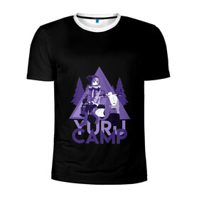 Мужская футболка 3D спортивная с принтом YURU CAMP в Ухте, 100% полиэстер с улучшенными характеристиками | приталенный силуэт, круглая горловина, широкие плечи, сужается к линии бедра | anime | yuru camp | аниме | анимэ | лагерь на свежем воздухе | надэсико | рин | фудзи