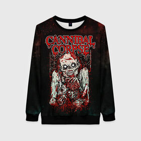 Женский свитшот 3D с принтом Cannibal Corpse в Ухте, 100% полиэстер с мягким внутренним слоем | круглый вырез горловины, мягкая резинка на манжетах и поясе, свободная посадка по фигуре | canibal corpse | cannibal corpse | death metal | группы | дэт метал | канибал корпс | метал | рок