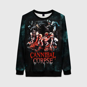 Женский свитшот 3D с принтом Cannibal Corpse в Ухте, 100% полиэстер с мягким внутренним слоем | круглый вырез горловины, мягкая резинка на манжетах и поясе, свободная посадка по фигуре | canibal corpse | cannibal corpse | death metal | группы | дэт метал | канибал корпс | метал | рок