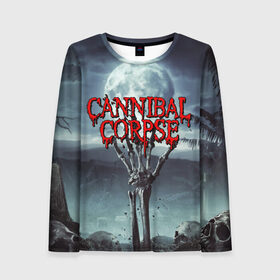 Женский лонгслив 3D с принтом CANNIBAL CORPSE в Ухте, 100% полиэстер | длинные рукава, круглый вырез горловины, полуприлегающий силуэт | cannibal corpse | evisceration plague | hammer smashed face. | violence unimagined | дэт метал | музыка | рок | труп каннибала