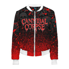 Женский бомбер 3D с принтом CANNIBAL CORPSE в Ухте, 100% полиэстер | застегивается на молнию, по бокам два кармана без застежек, мягкие манжеты, по низу бомбера и на воротнике — эластичная резинка | cannibal corpse | evisceration plague | hammer smashed face. | violence unimagined | дэт метал | музыка | рок | труп каннибала