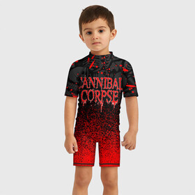 Детский купальный костюм 3D с принтом CANNIBAL CORPSE в Ухте, Полиэстер 85%, Спандекс 15% | застежка на молнии на спине | cannibal corpse | evisceration plague | hammer smashed face. | violence unimagined | дэт метал | музыка | рок | труп каннибала