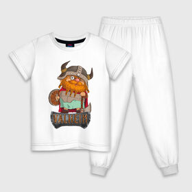 Детская пижама хлопок с принтом Valheim в Ухте, 100% хлопок |  брюки и футболка прямого кроя, без карманов, на брюках мягкая резинка на поясе и по низу штанин
 | fantasy | mmo | valheim | valve | валхейм | вальхейм | викинги | выживалка | игра | королевская битва | ммо | ролевая игра | фэнтази