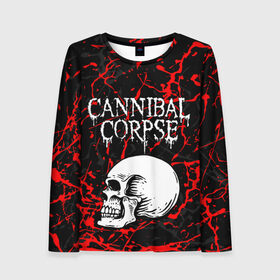 Женский лонгслив 3D с принтом CANNIBAL CORPSE в Ухте, 100% полиэстер | длинные рукава, круглый вырез горловины, полуприлегающий силуэт | cannibal corpse | evisceration plague | hammer smashed face. | violence unimagined | дэт метал | музыка | рок | труп каннибала