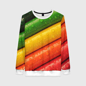 Женский свитшот 3D с принтом Цветные линии в Ухте, 100% полиэстер с мягким внутренним слоем | круглый вырез горловины, мягкая резинка на манжетах и поясе, свободная посадка по фигуре | pencil | pencils | карандаш | карандаши | цвета