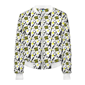 Женский бомбер 3D с принтом Rock Star в Ухте, 100% полиэстер | застегивается на молнию, по бокам два кармана без застежек, мягкие манжеты, по низу бомбера и на воротнике — эластичная резинка | anarchy | hard rock | metal | music | punk rock | punks not dead | rock music | rocker | rocknroll | анархия | гаражный рок | гитара | гранж | металл | музыка | панк рок | рок музыка | рок н ролл | рокер | трэш метал | тяжелый рок | хард рок