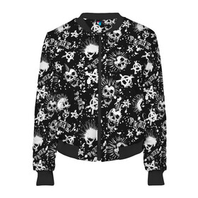 Женский бомбер 3D с принтом Панк в Ухте, 100% полиэстер | застегивается на молнию, по бокам два кармана без застежек, мягкие манжеты, по низу бомбера и на воротнике — эластичная резинка | anarchy | hard rock | metal | music | punk rock | punks not dead | rock music | rocker | rocknroll | анархия | гаражный рок | гитара | гранж | металл | музыка | панк рок | рок музыка | рок н ролл | рокер | трэш метал | тяжелый рок | хард рок
