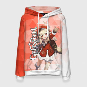 Женская толстовка 3D с принтом GENSHIN IMPACT КЛИ в Ухте, 100% полиэстер  | двухслойный капюшон со шнурком для регулировки, мягкие манжеты на рукавах и по низу толстовки, спереди карман-кенгуру с мягким внутренним слоем. | game | genshin impact | genshin impact 2020 | аниме. | геншин импакт | геншин импакт карта | игра