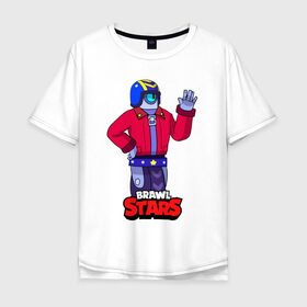 Мужская футболка хлопок Oversize с принтом STU СТУ Brawl Stars в Ухте, 100% хлопок | свободный крой, круглый ворот, “спинка” длиннее передней части | brawl | brawl stars | brawlstars | brawl_stars | jessie | бравл | бравлер stu | бравлстарс | гонщик | каскадер | сту