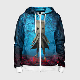 Детская толстовка 3D на молнии с принтом Little Nightmares 2 в Ухте, 100% полиэстер |  манжеты и пояс оформлены широкой мягкой резинкой, двухслойный капюшон со шнурком для регулировки, спереди карманы и застежка-молния
 | little nightmares | страшилка | страшная игра | ужас | хоррор