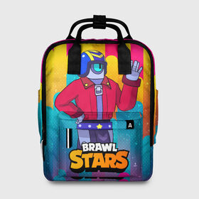 Женский рюкзак 3D с принтом STU СТУ Brawl Stars в Ухте, 100% полиэстер | лямки с регулируемой длиной, сверху ручки, чтобы рюкзак нести как сумку. Основное отделение закрывается на молнию, как и внешний карман. Внутри два дополнительных кармана, один из которых закрывается на молнию. По бокам два дополнительных кармашка, куда поместится маленькая бутылочка
 | brawl | brawl stars | brawlstars | brawl_stars | jessie | бравл | бравлер stu | бравлстарс | гонщик | каскадер | сту