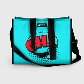 Сумка-шоппер 3D с принтом OH в Ухте, 100% полиэстер | застегивается на металлическую кнопку; внутренний карман застегивается на молнию. Стенки укреплены специальным мягким материалом, чтобы защитить содержимое от несильных ударов
 | comic | graffiti | lettering | logo | nice | oh | sticker | text | граффити | комикс | лого | надпись | наклейка | ох | стикер | текст